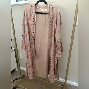 Free People Pink Floral Kimono Top